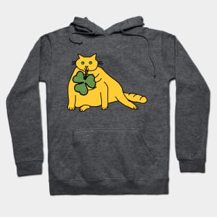 Fat Cat Holding Shamrock for St Patricks Day Hoodie